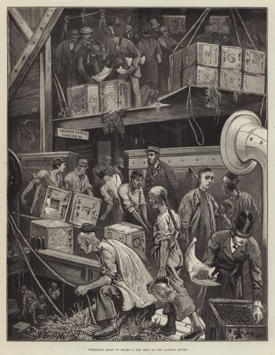 Descargando a Granel en un Barco de Té en los Muelles de Londres de William Bazett Murray